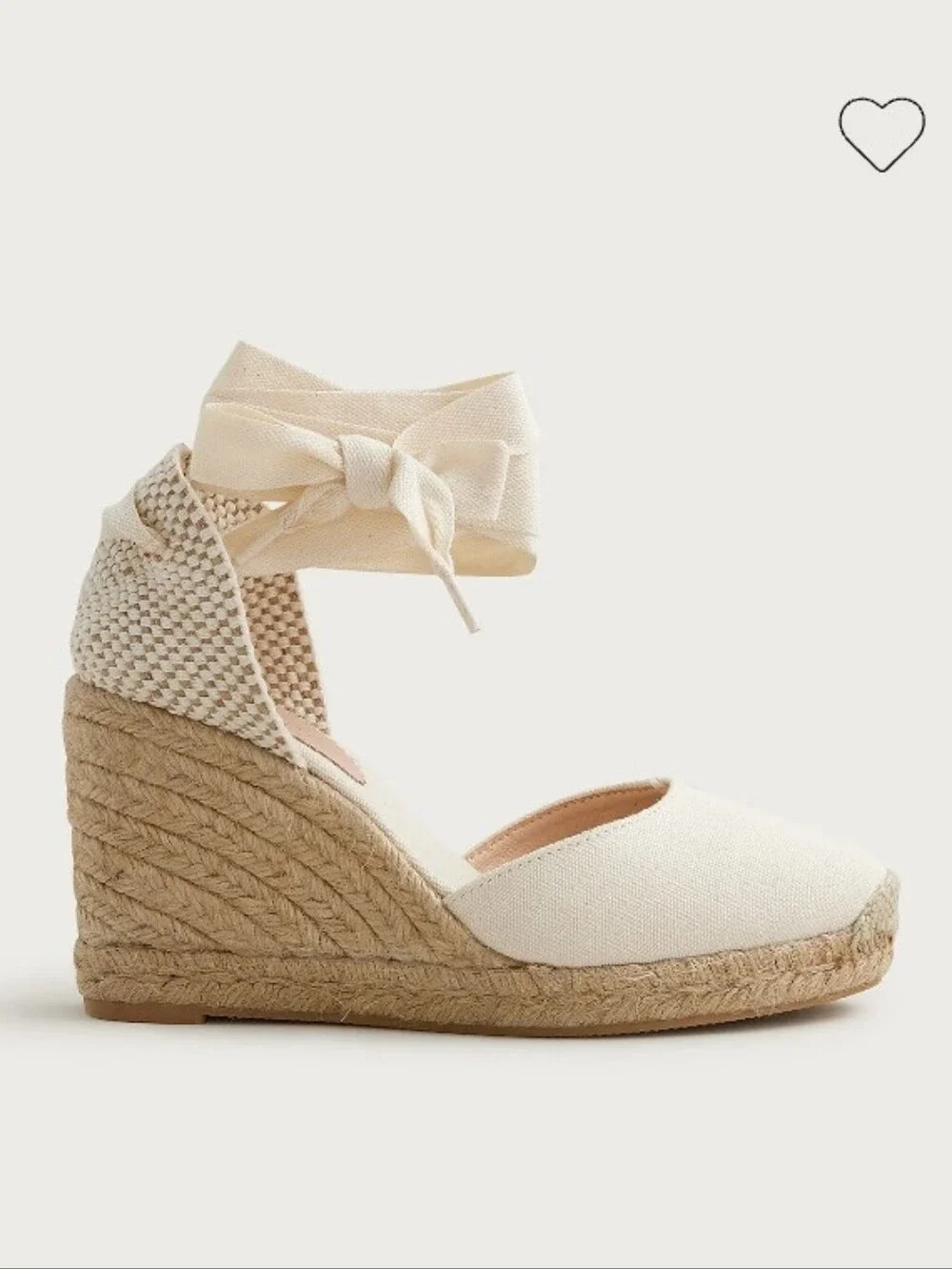 J. Crew Made-in-Spain Lace-up High Heel Espadrilles - Ivory
